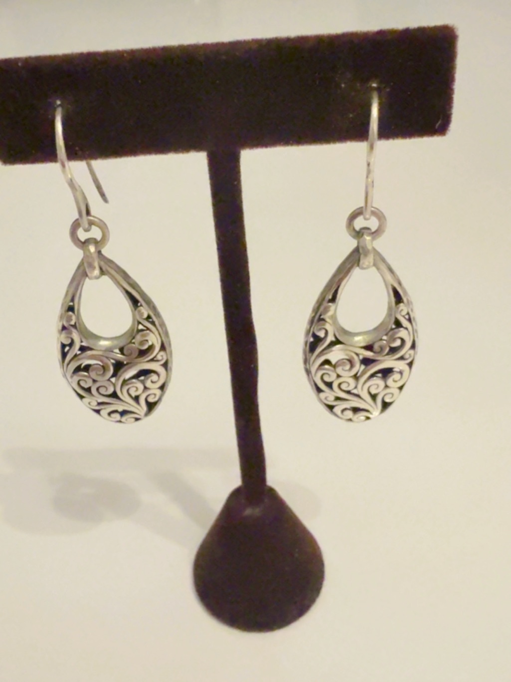 Lois Hill Sterling Silver Filigree Teardrop Earrings  Silver